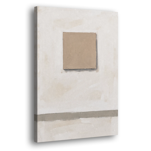Warm Neutral Wall Art with a Floating Clay Square - Canvas Wall Art - Side