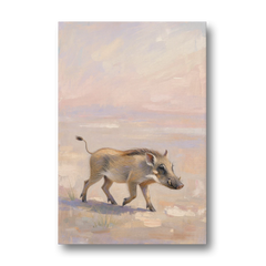 Warthog Piglet Trotting with Its Tail Held High - Canvas Wall Art - Front
