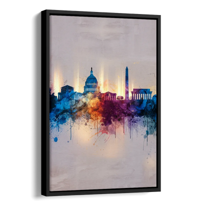 Washington Cityscapes Side - Black Canvas Wall Art