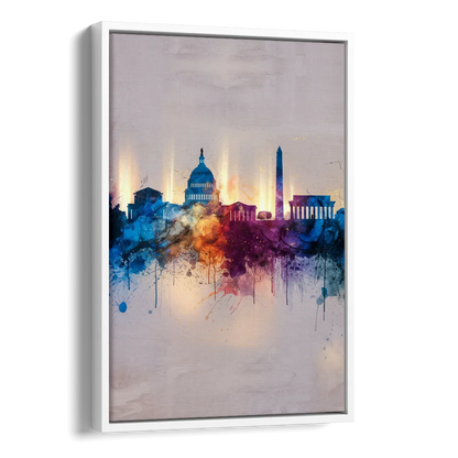Washington Cityscapes Side - White Canvas Wall Art