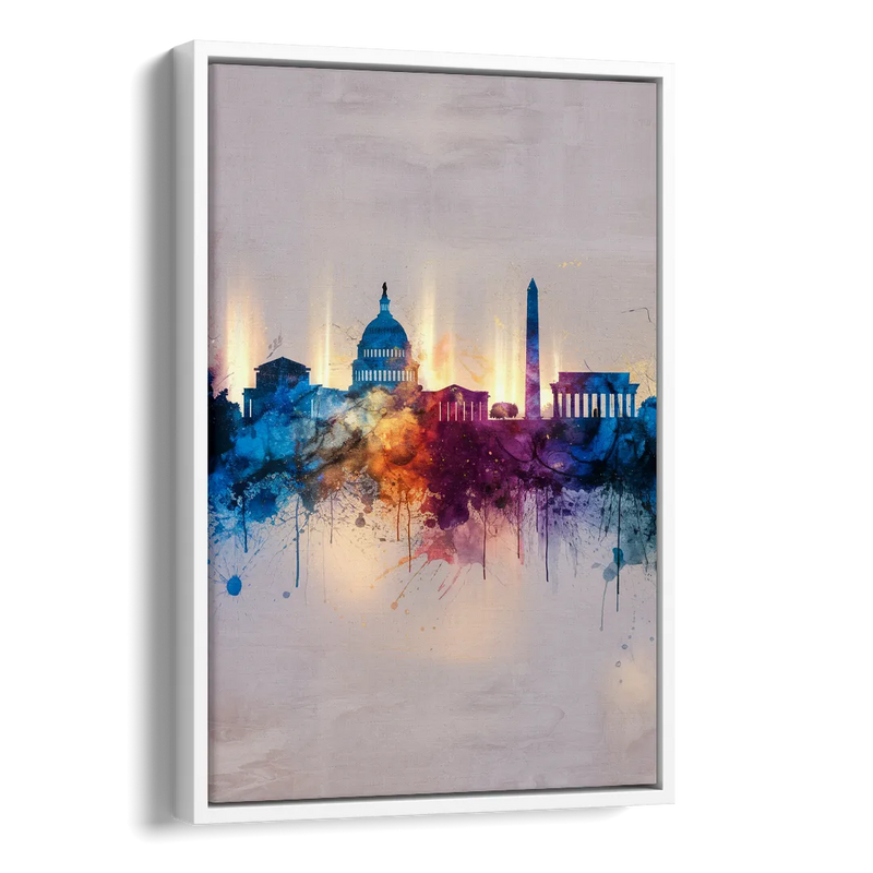 Washington Cityscapes Side - White Canvas Wall Art