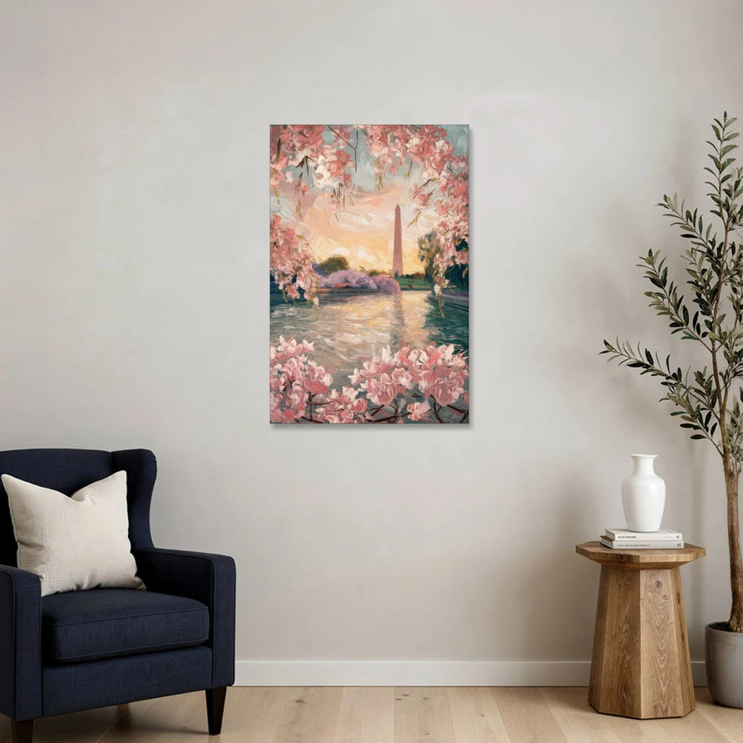 Washington DC Cherry Blossoms - Canvas Wall Art - Sofa - 24x36