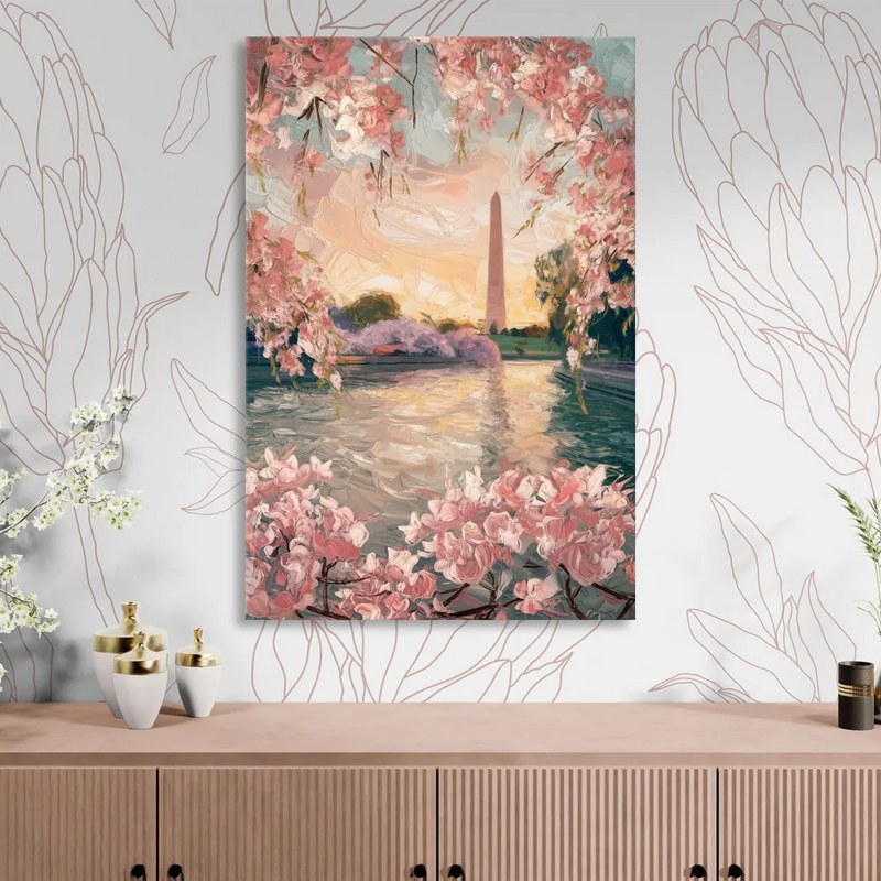 Washington DC Cherry Blossoms Sitting Room - Canvas Wall Art