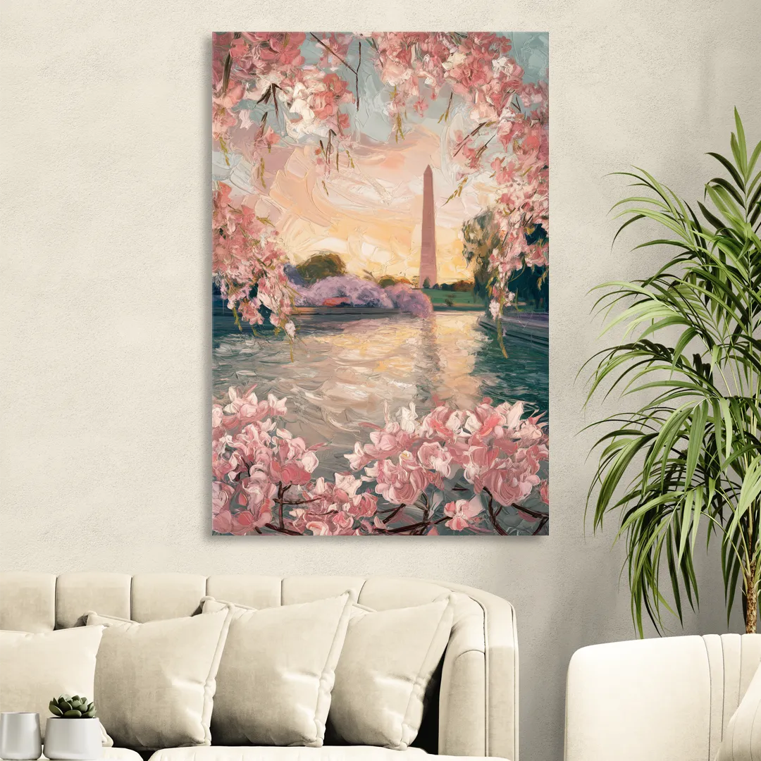 Washington DC Cherry Blossoms Living Room - Canvas Wall Art