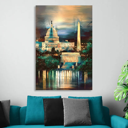 Washington DC Historic Landmarks Sitting Room - Canvas Wall Art