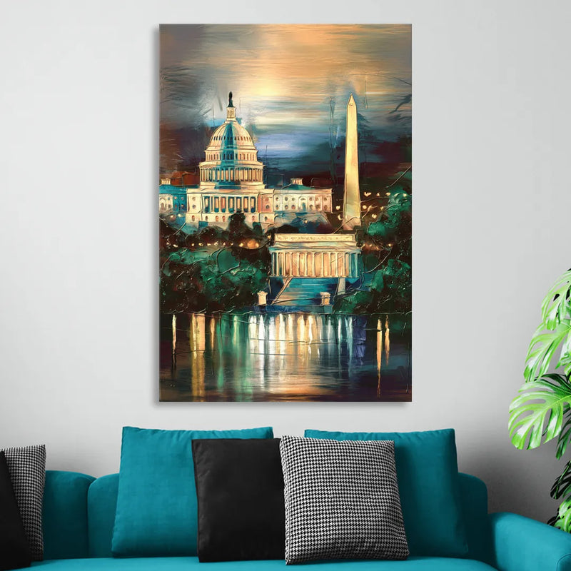 Washington DC Historic Landmarks Sitting Room - Canvas Wall Art