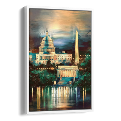 Washington DC Historic Landmarks Side - White Canvas Wall Art