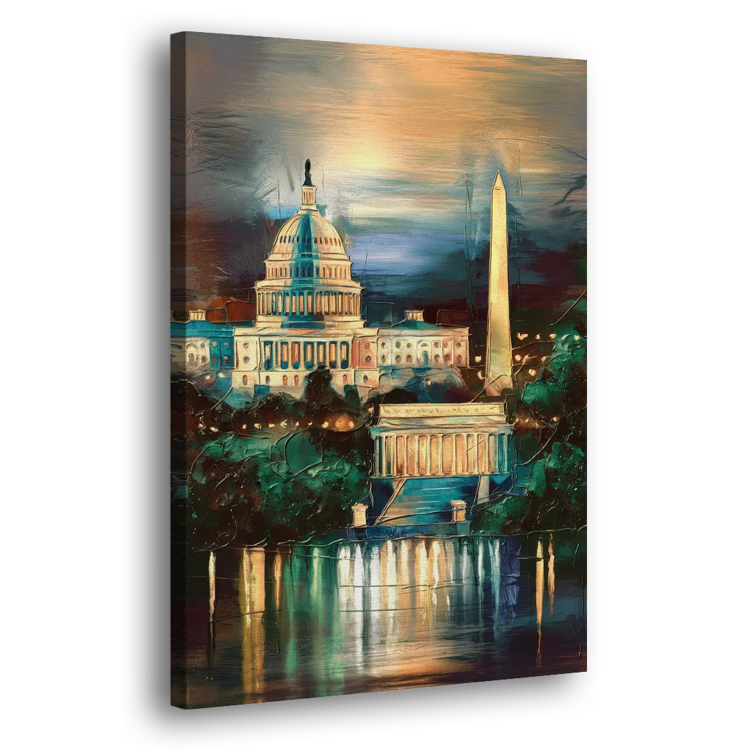 Washington DC Historic Landmarks Side - Canvas Wall Art