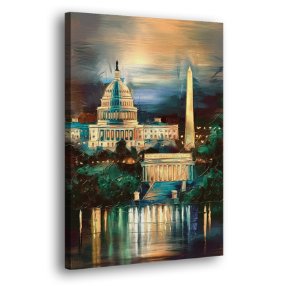 Washington DC Historic Landmarks Side - Canvas Wall Art