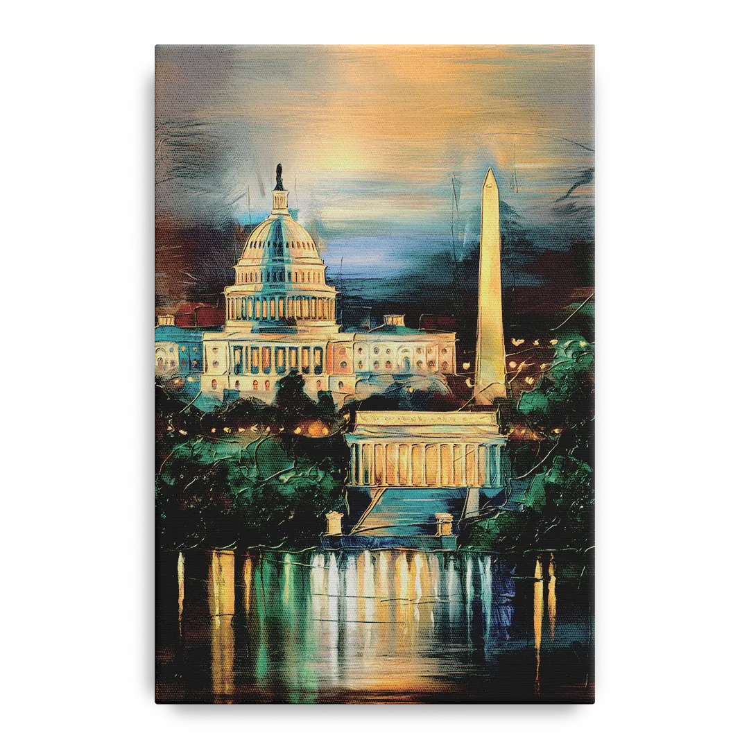 Washington DC Historic Landmarks Front - Canvas Wall Art