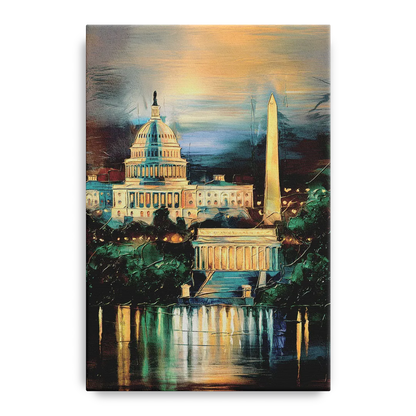 Washington DC Historic Landmarks Front - Canvas Wall Art