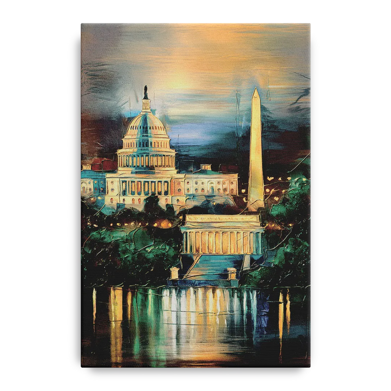 Washington DC Historic Landmarks Front - Canvas Wall Art