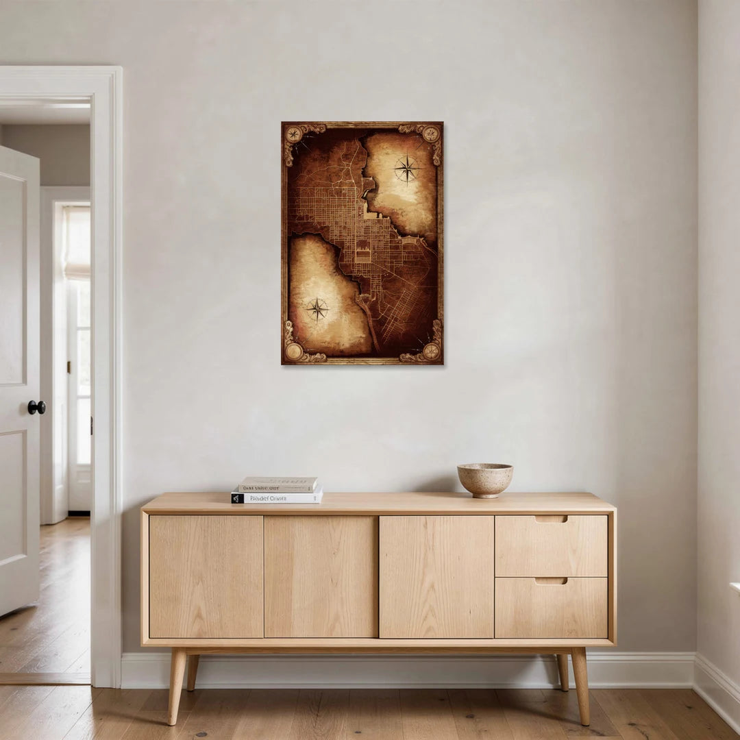 Washington DC Map Vintage - Canvas Wall Art - Coffee Table - 24x36