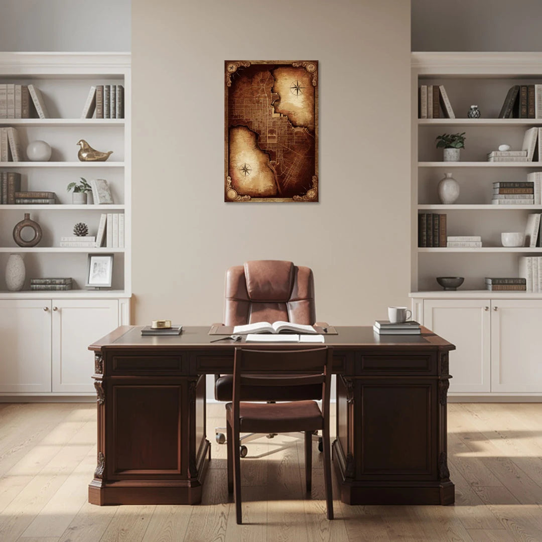 Washington DC Map Vintage - Canvas Wall Art - Office - 24x36