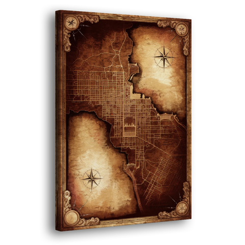 Washington DC Map Vintage - Canvas Wall Art - Side