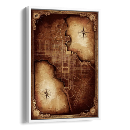 Washington DC Map Vintage Side - White Canvas Wall Art