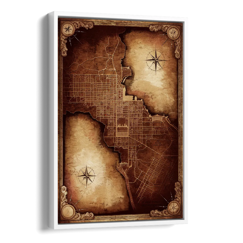 Washington DC Map Vintage Side - White Canvas Wall Art