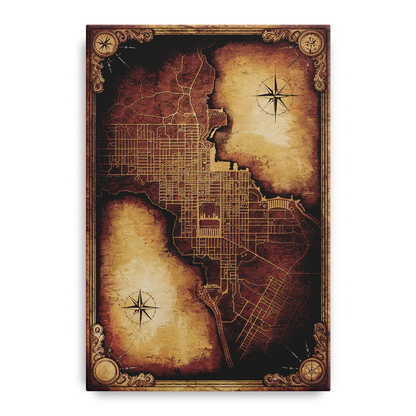 Washington DC Map Vintage Front - Canvas Wall Art