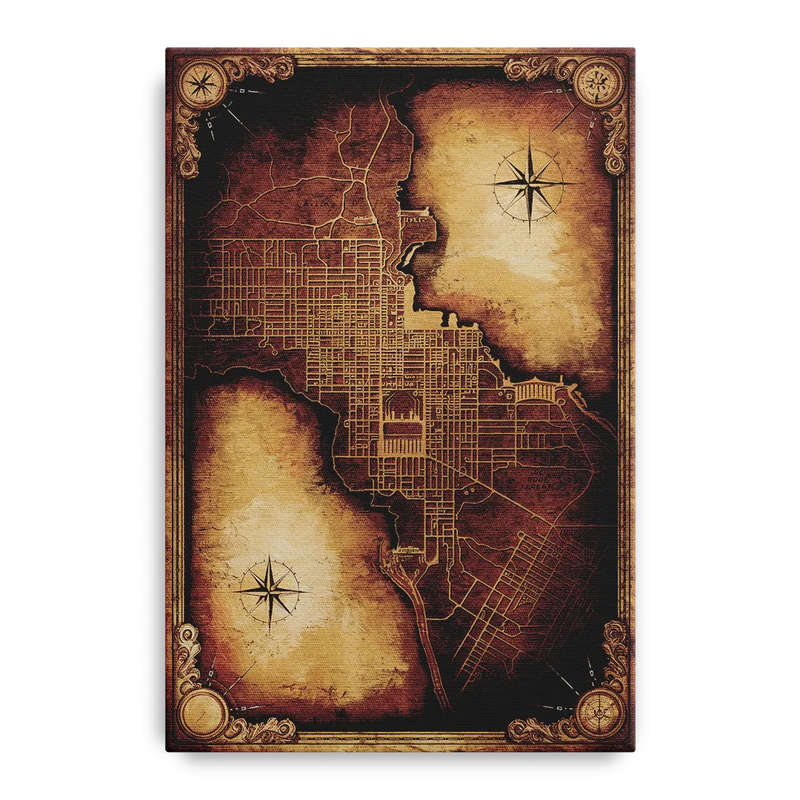 Washington DC Map Vintage Front - Canvas Wall Art