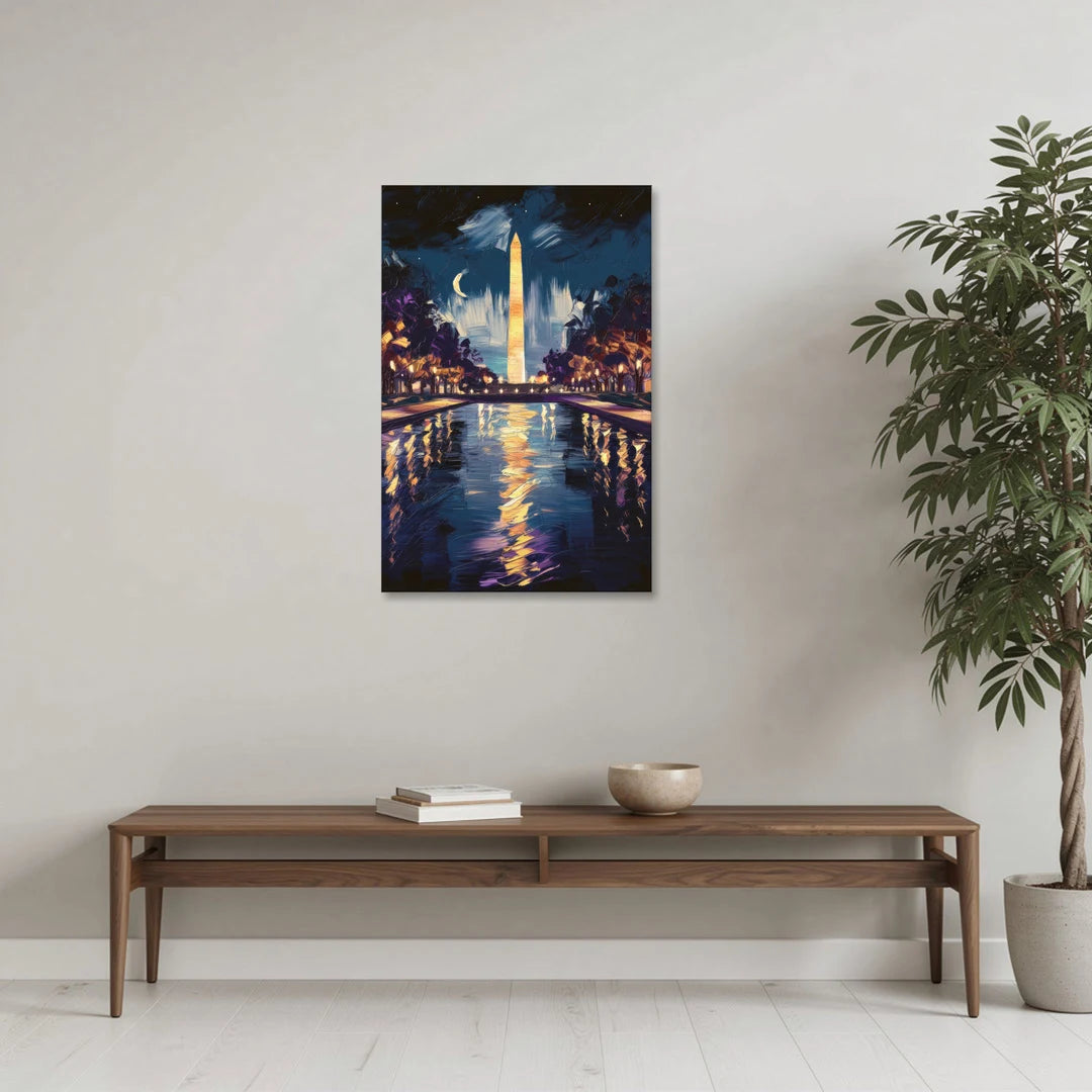 Washington DC Night Lights - Canvas Wall Art - Coffee Table - 24x36