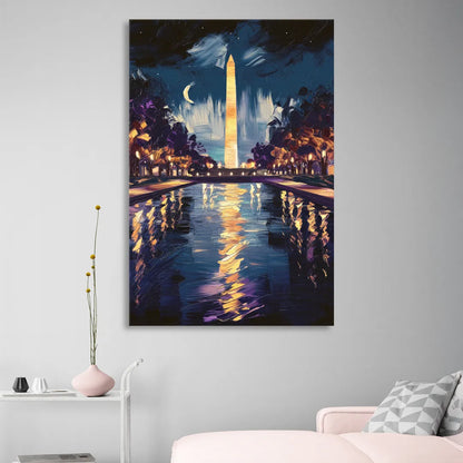 Washington DC Night Lights Living Room - Canvas Wall Art