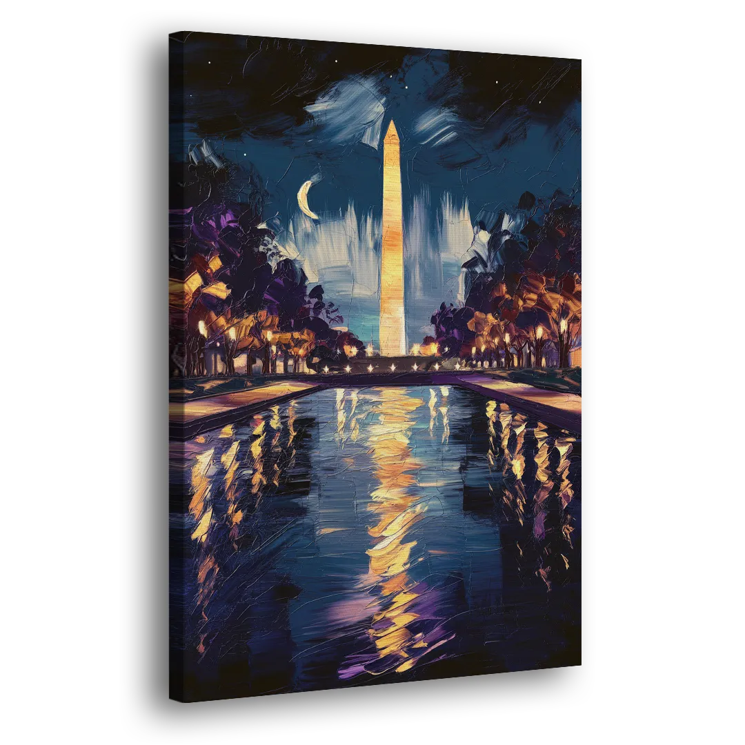 Washington DC Night Lights Side - Canvas Wall Art