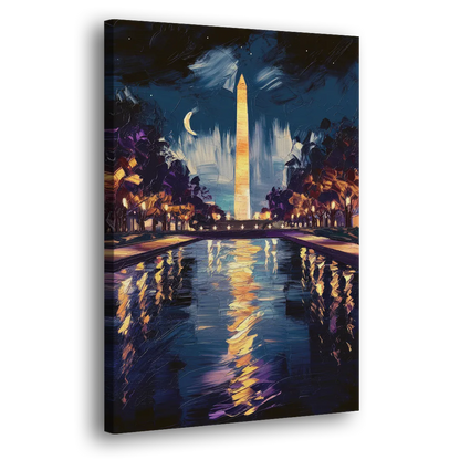 Washington DC Night Lights Side - Canvas Wall Art