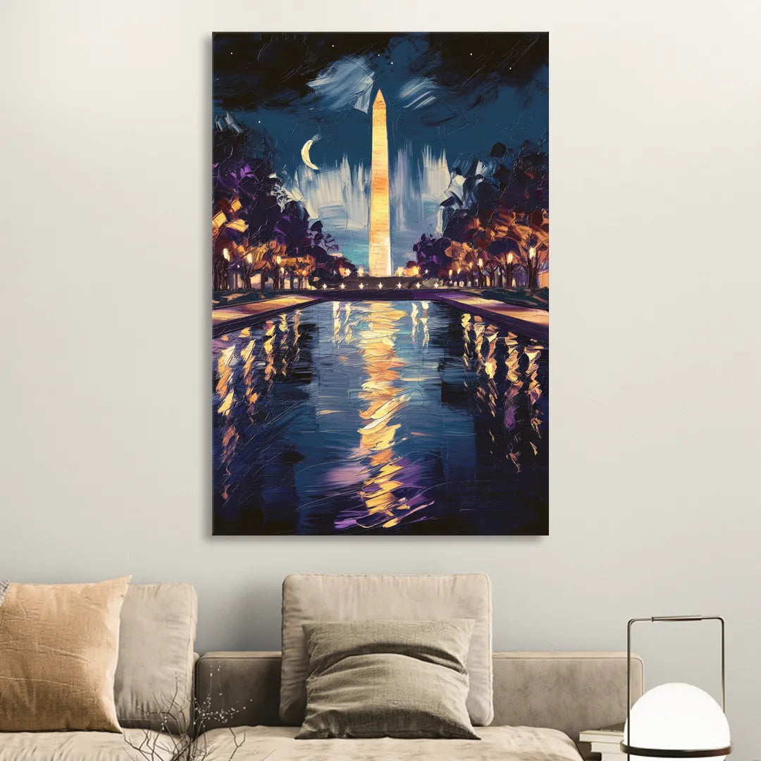 Washington DC Night Lights Sitting Room - Canvas Wall Art