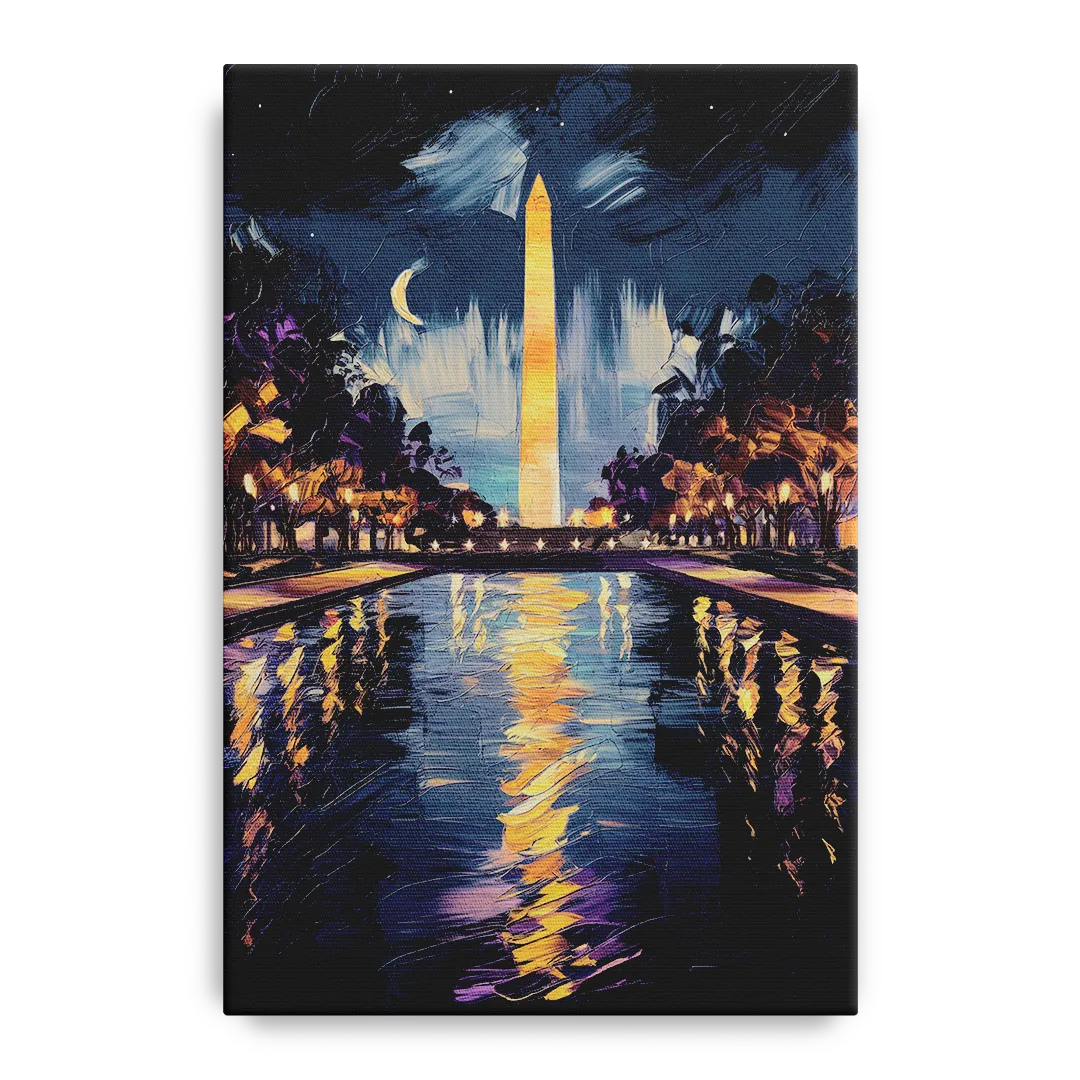 Washington DC Night Lights Front - Canvas Wall Art