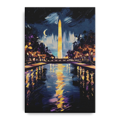 Washington DC Night Lights Front - Canvas Wall Art