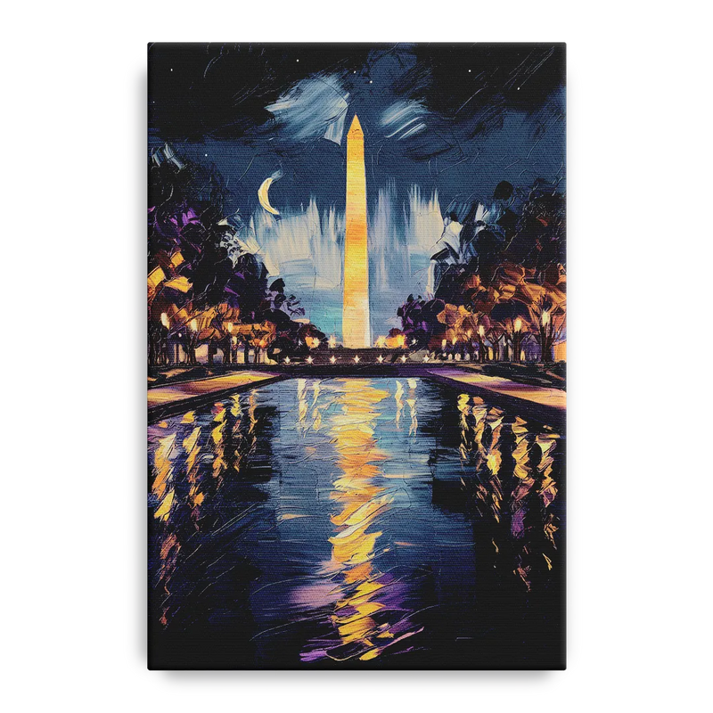 Washington DC Night Lights Front - Canvas Wall Art
