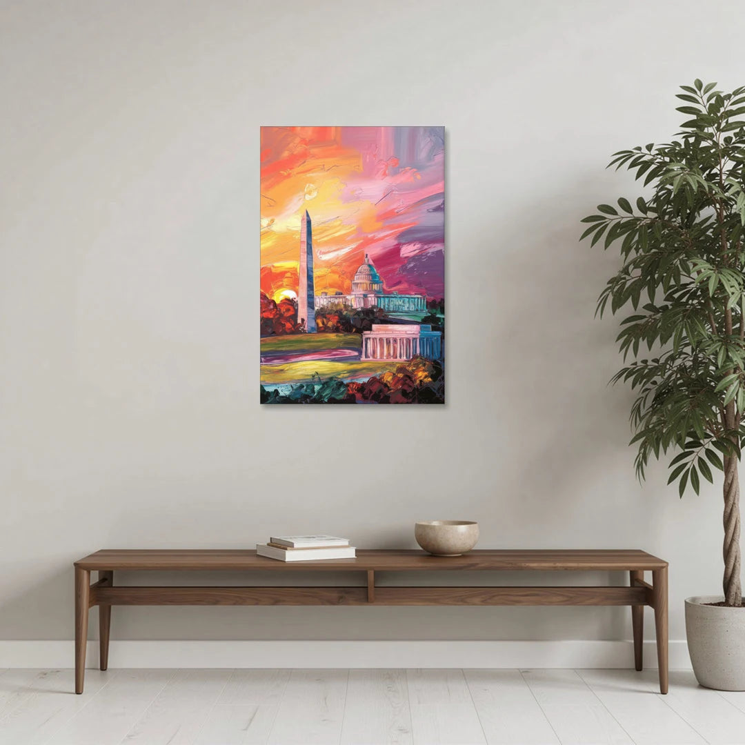 Washington DC Skyline Sunset - Canvas Wall Art - Coffee Table - 24x36
