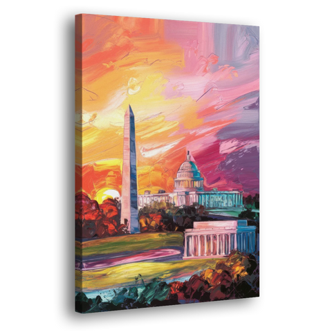 Washington DC Skyline Sunset - Canvas Wall Art - Side