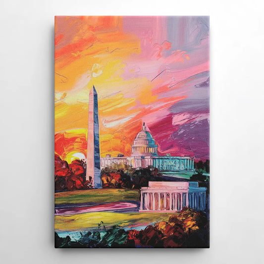 Washington DC Skyline Sunset - Canvas Wall Art