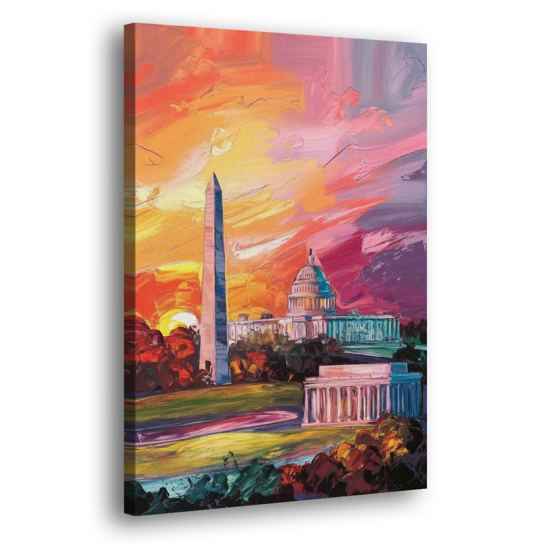 Washington DC Skyline Sunset Side - Canvas Wall Art
