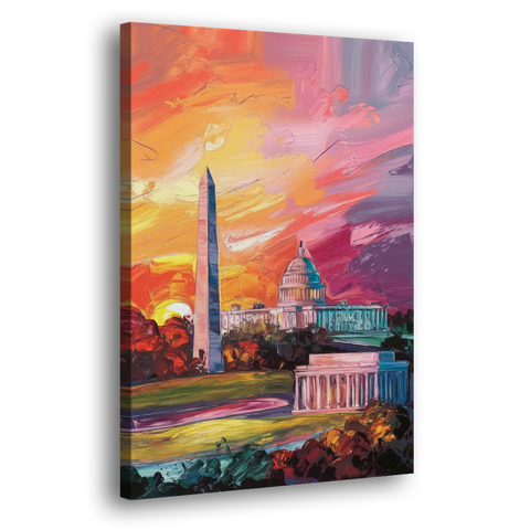 Washington DC Skyline Sunset - Canvas Wall Art