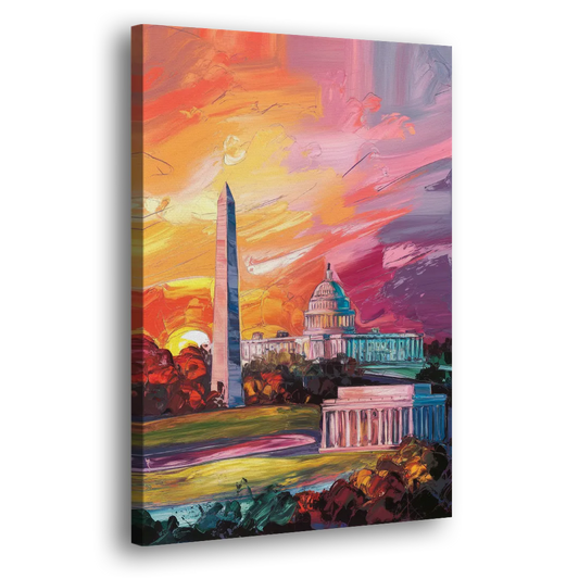 Washington DC Skyline Sunset Side - Canvas Wall Art
