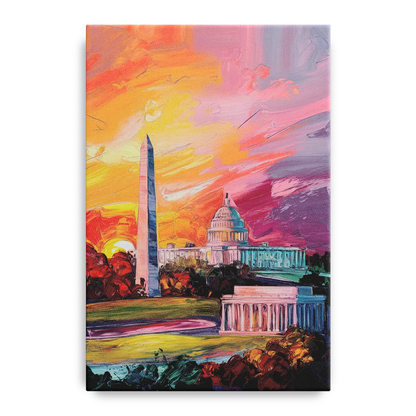 Washington DC Skyline Sunset Front - Canvas Wall Art