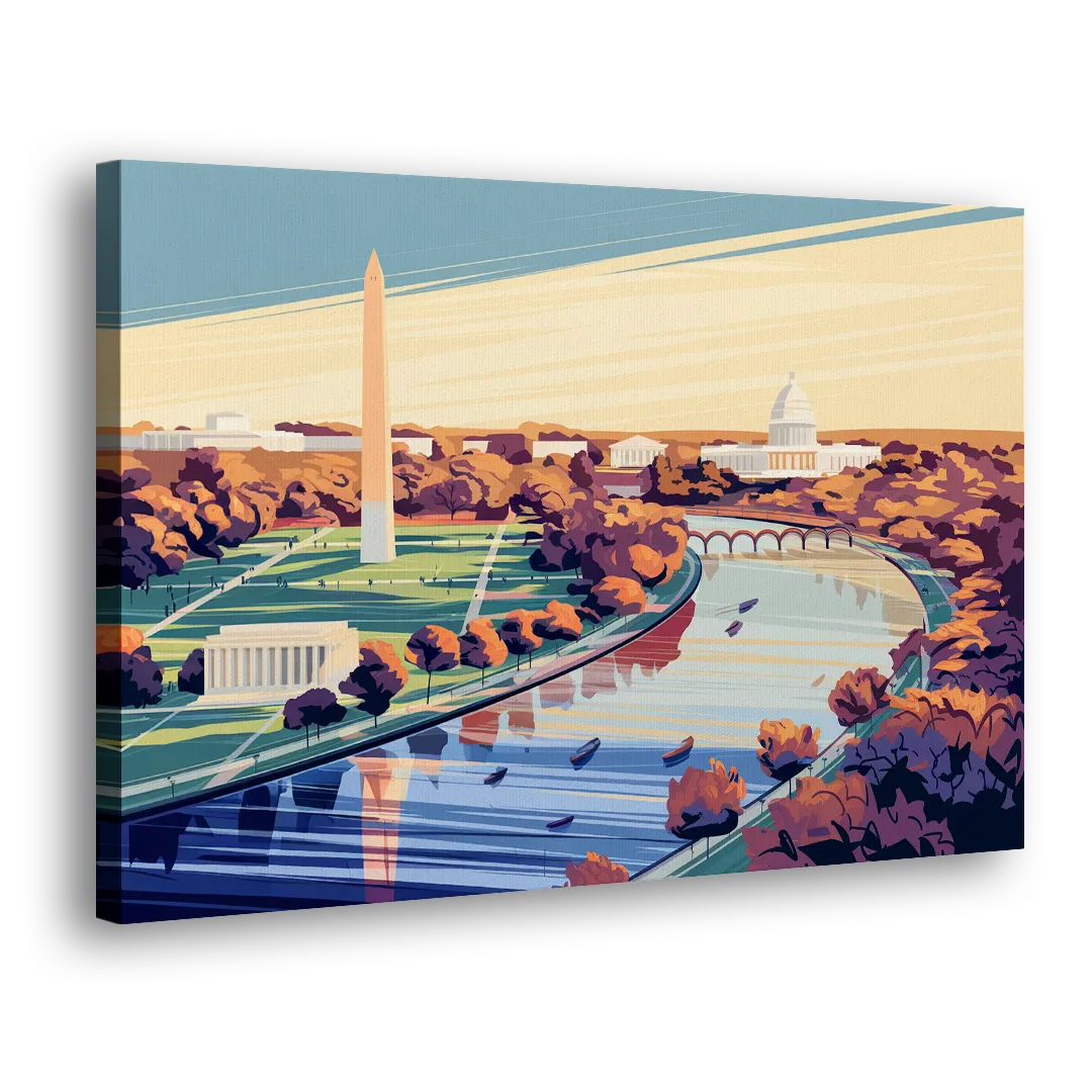 Washington Dc Aerial View Side - Canvas Wall Art