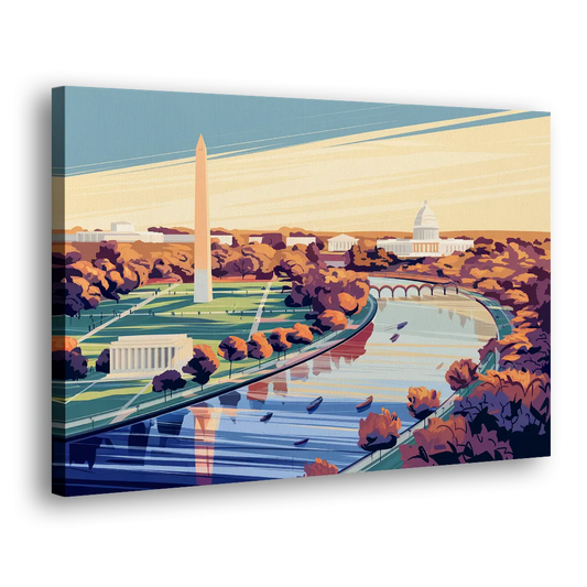 Washington Dc Aerial View Side - Canvas Wall Art
