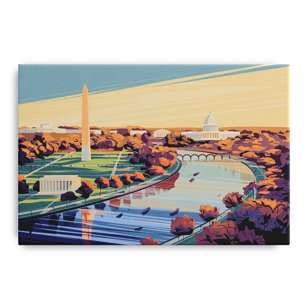 Washington Dc Aerial View Front - Canvas Wall Art