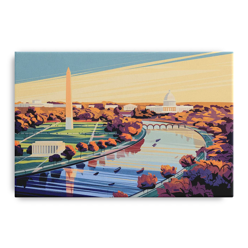 Washington Dc Aerial View Front - Canvas Wall Art