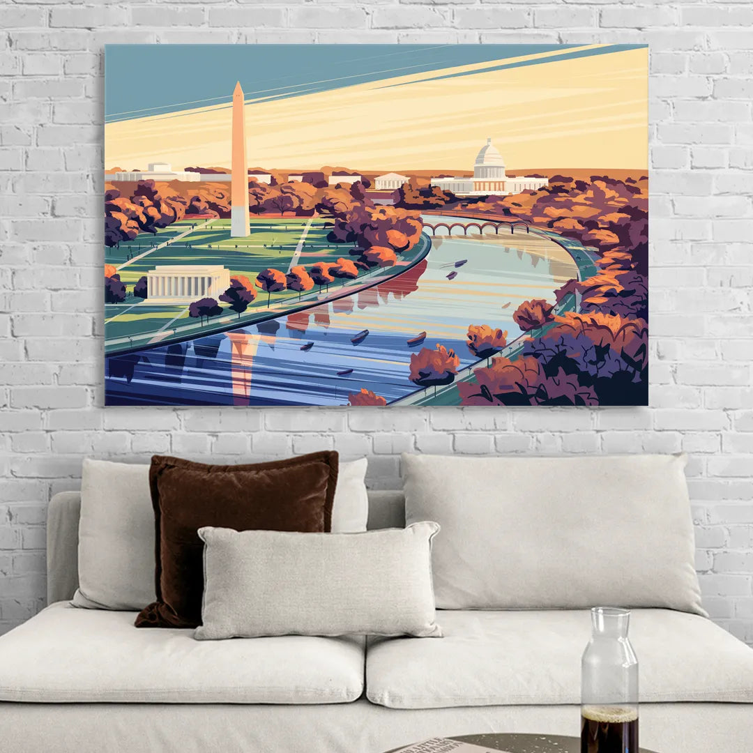 Washington Dc Aerial View Sitting Room - Canvas Wall Art