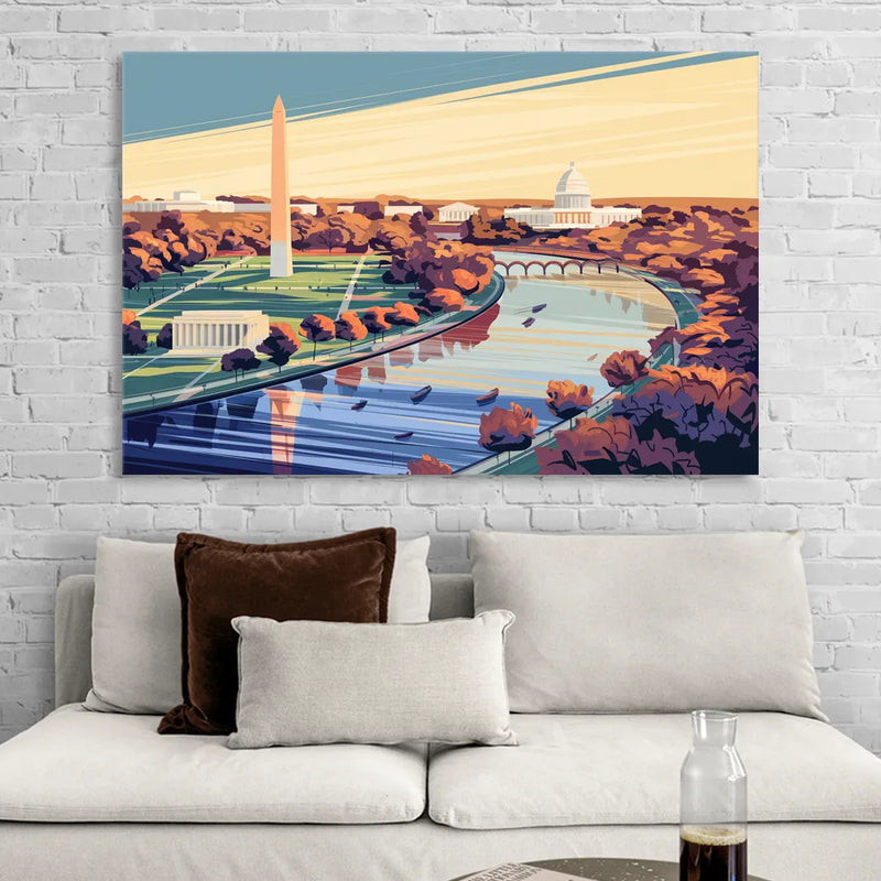 Washington Dc Aerial View Sitting Room - Canvas Wall Art