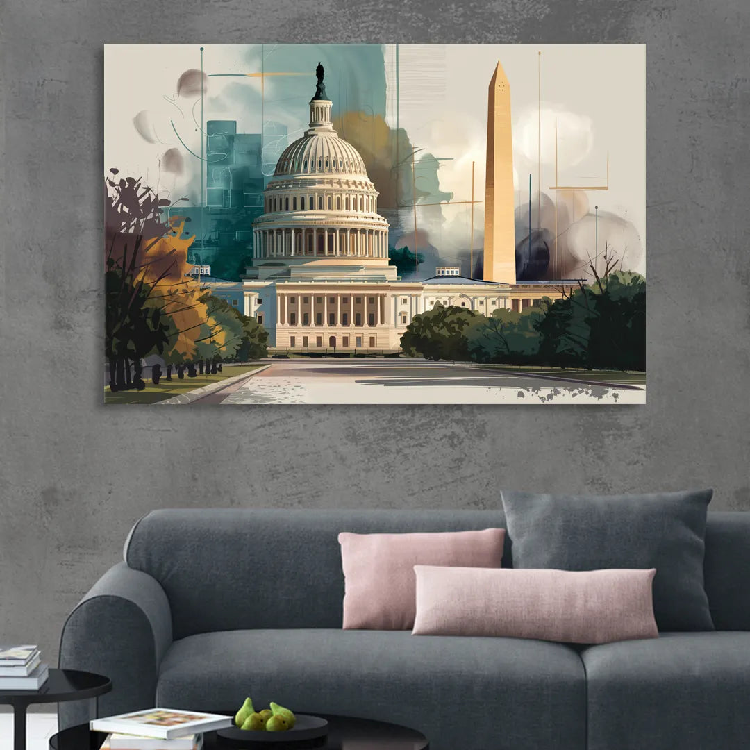 Washington Dc Architecture Sitting Room - Canvas Wall Art