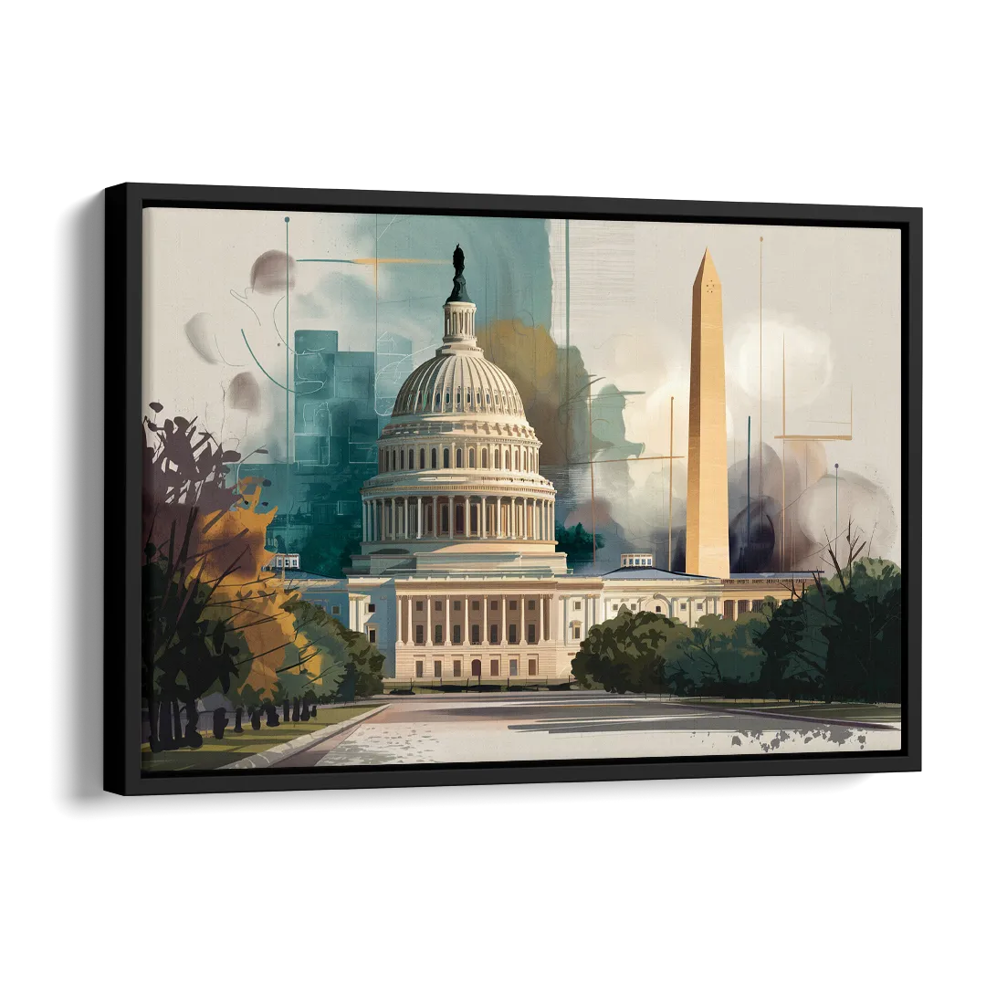 Washington Dc Architecture Side - Black Canvas Wall Art