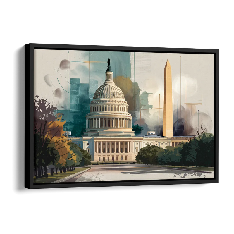 Washington Dc Architecture Side - Black Canvas Wall Art