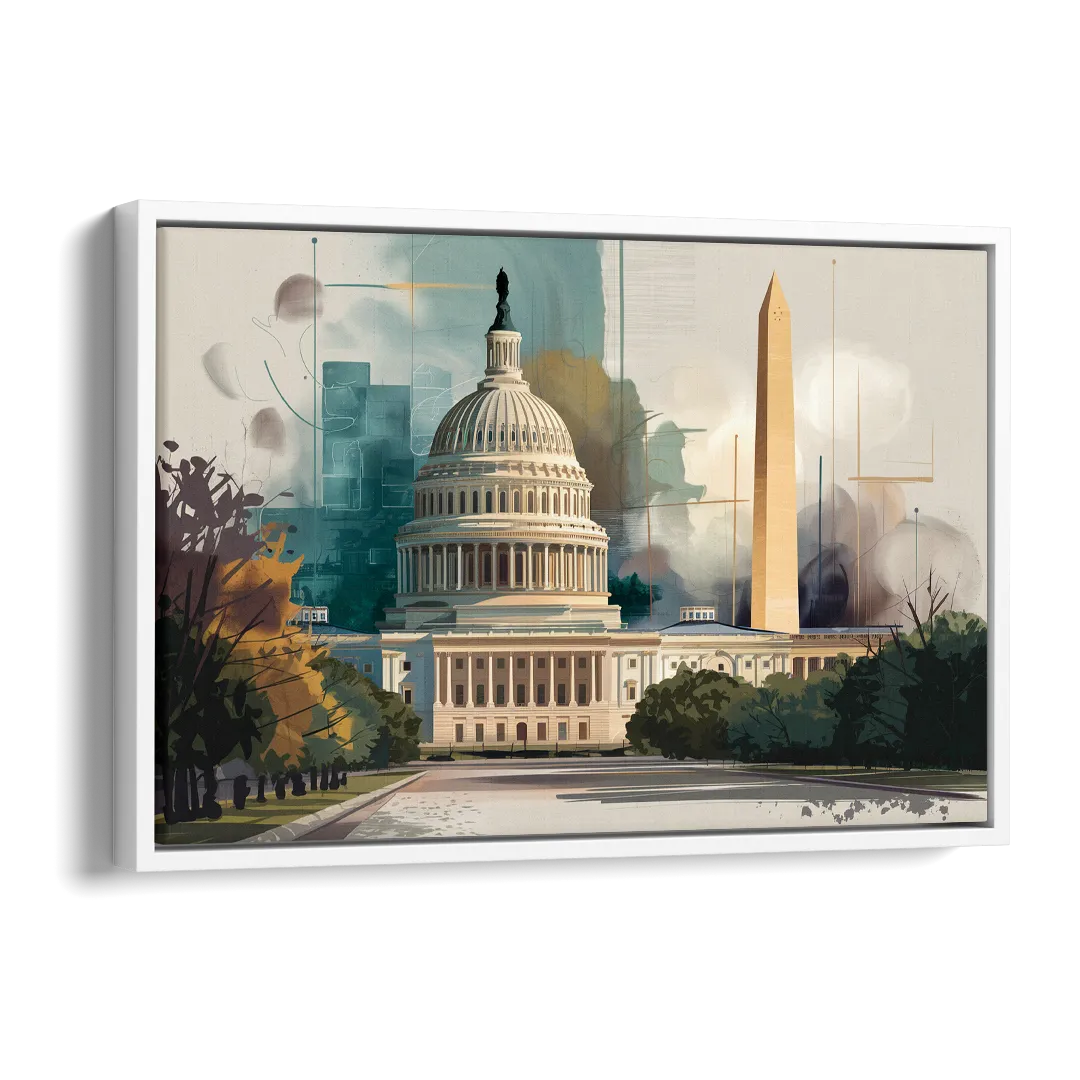Washington Dc Architecture Side - White Canvas Wall Art