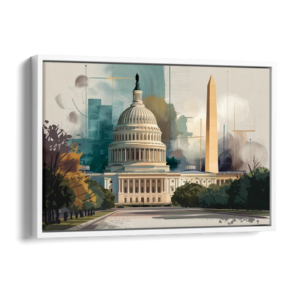 Washington Dc Architecture Side - White Canvas Wall Art