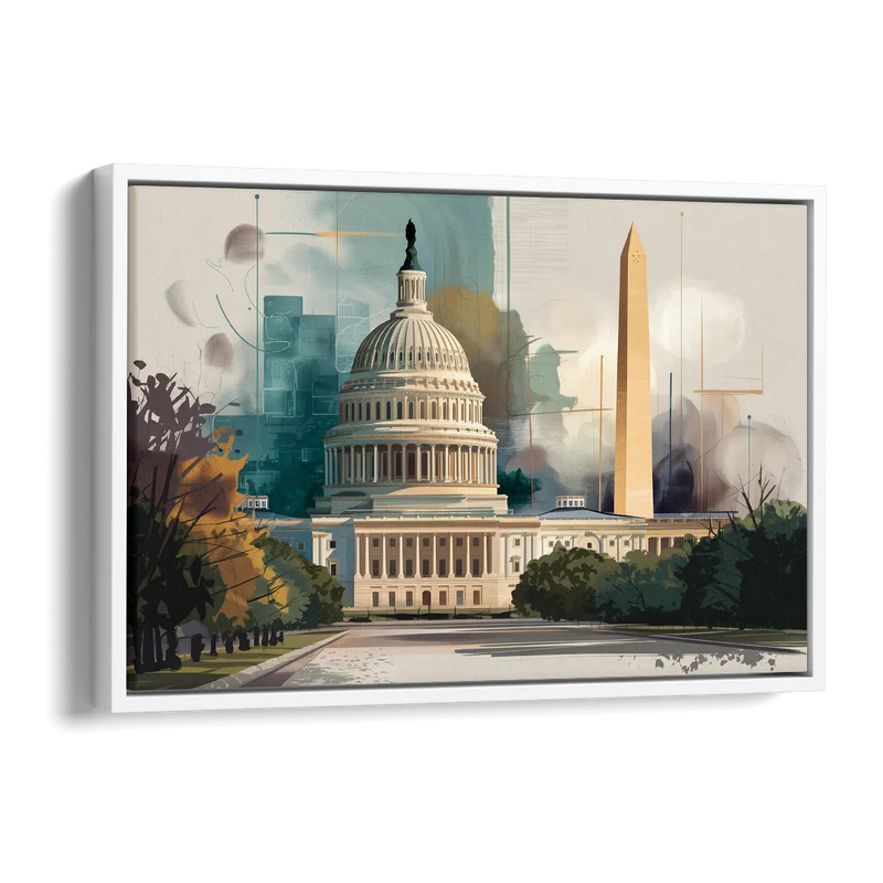 Washington Dc Architecture Side - White Canvas Wall Art